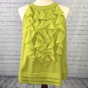 NICOLE BY NICOLE MILLER Ruffle Tank Top Green sz M